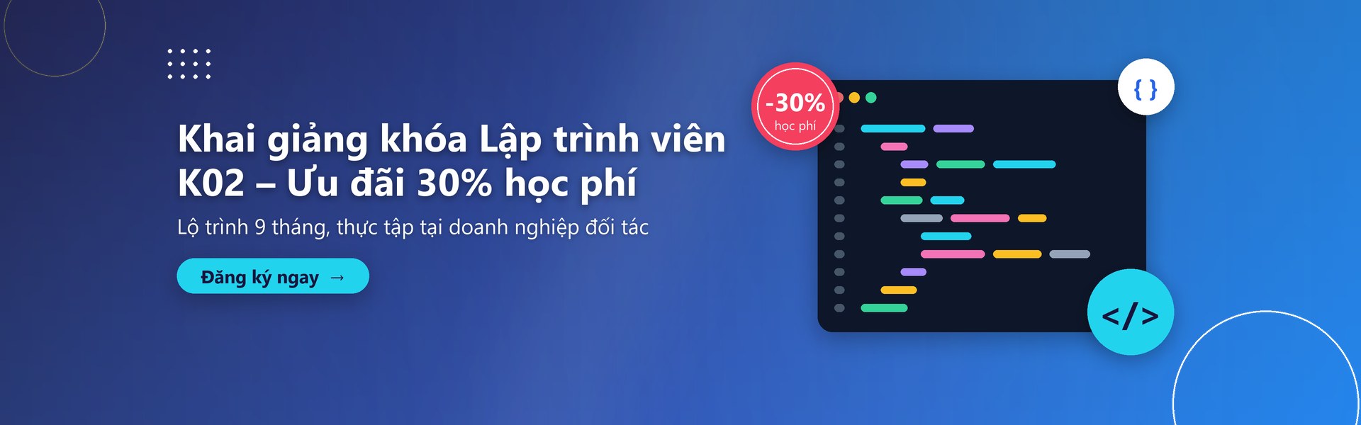 Tuyển sinh khóa Lập trình viên chuyên nghiệp K02